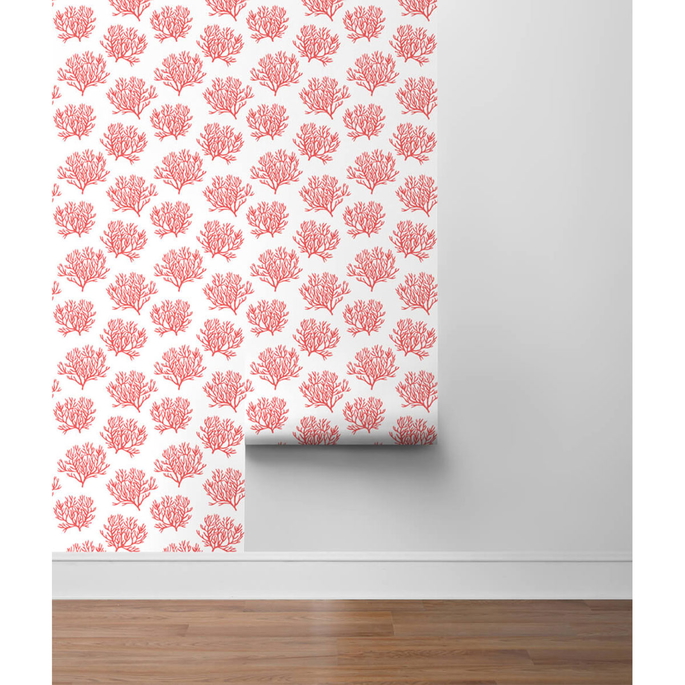NextWall Peel &amp; Stick Coastal Coral Reef Vermillion Wallpaper image 5 of 5