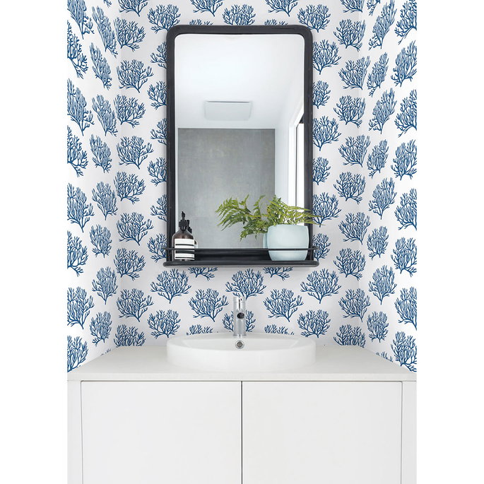 NextWall Peel &amp; Stick Coastal Coral Reef Marine Blue Wallpaper image 2 of 5