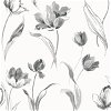NextWall Peel & Stick Tulip Toss Black & White Wallpaper - Image 1