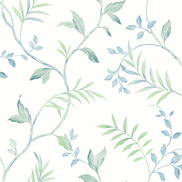 NextWall Peel & Stick Watercolor Leaf Trail Sea Glass Wallpaper