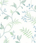 NextWall Peel & Stick Watercolor Leaf Trail Sea Glass Wallpaper