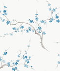 NextWall Peel & Stick Cherry Blossom Floral Pacific Blue & White Wallpaper