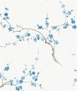 NextWall Peel & Stick Cherry Blossom Floral Pacific Blue & White Wallpaper