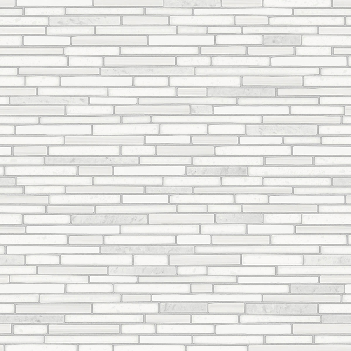 NextWall Peel &amp; Stick Faux Mosaic Strip Tile Metallic Pearl &amp; Gray Wallpaper image 1 of 5