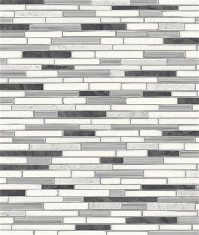 NextWall Peel & Stick Faux Mosaic Strip Tile Wrought Iron & Gray Wallpaper