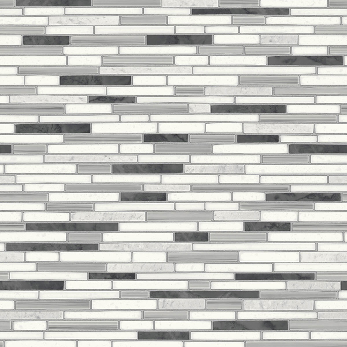 NextWall Peel &amp; Stick Faux Mosaic Strip Tile Wrought Iron &amp; Gray Wallpaper image 1 of 5