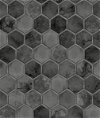 NextWall Peel & Stick Inlay Hexagon Cosmic Black & Metallic Silver Wallpaper