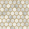 NextWall Peel & Stick Inlay Hexagon Alaska Grey & Metallic Gold Wallpaper - Image 1