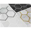 NextWall Peel & Stick Inlay Hexagon Alaska Grey & Metallic Gold Wallpaper - Image 2