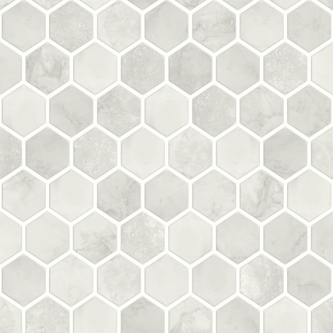 NextWall Peel &amp; Stick Inlay Hexagon Cream Neutral Wallpaper image 1 of 4