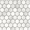NextWall Peel & Stick Inlay Hexagon Carrara & Metallic Silver Wallpaper - Image 1