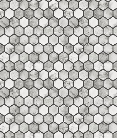 NextWall Peel & Stick Marble Hexagon Carrara & Wrought Iron Wallpaper