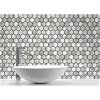 NextWall Peel & Stick Marble Hexagon Carrara & Wrought Iron Wallpaper - Image 4