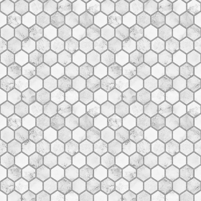 NextWall Peel &amp; Stick Marble Hexagon Carrara &amp; Argos Grey Wallpaper image 1 of 5