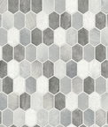 NextWall Peel & Stick Brushed Hex Tile Icy Grey & Nickel Wallpaper