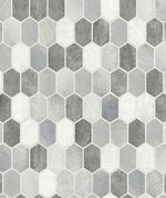 NextWall Peel & Stick Brushed Hex Tile Icy Grey & Nickel Wallpaper