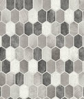 NextWall Peel & Stick Brushed Hex Tile Pavestone & Chrome Wallpaper