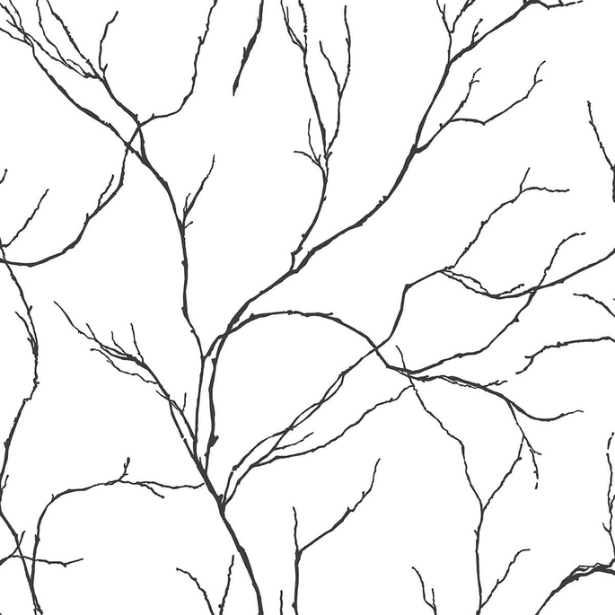 NextWall Peel &amp; Stick Delicate Branches Ebony Wallpaper image 1 of 5
