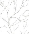 NextWall Peel & Stick Delicate Branches Metallic Silver Wallpaper