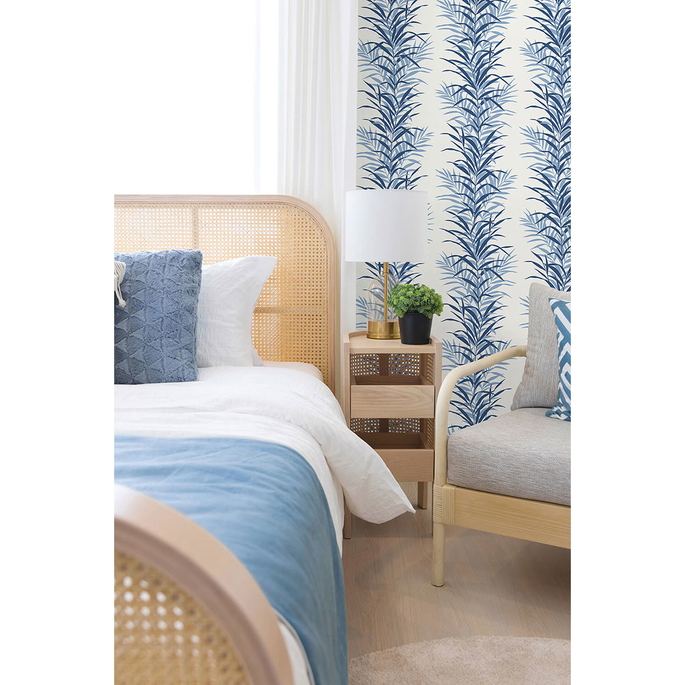 NextWall Peel &amp; Stick Leaf Stripe Carolina Blue Wallpaper image 2 of 5