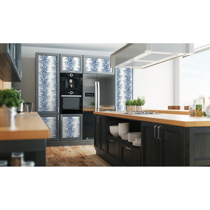 NextWall Peel &amp; Stick Leaf Stripe Carolina Blue Wallpaper image 4 of 5