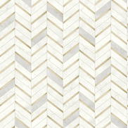 NextWall Peel & Stick Chevron Marble Tile Metallic Gold & Pearl Gray Wallpaper