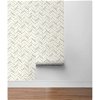 NextWall Peel & Stick Chevron Marble Tile Metallic Gold & Pearl Gray Wallpaper - Image 5
