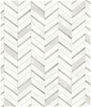 NextWall Peel & Stick Chevron Marble Tile Metallic Silver & Pearl Gray Wallpaper