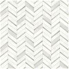 NextWall Peel & Stick Chevron Marble Tile Metallic Silver & Pearl Gray Wallpaper - Image 1
