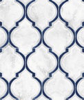 NextWall Peel & Stick Marbled Ogee Royal Blue & Carrara Wallpaper