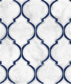 NextWall Peel & Stick Marbled Ogee Royal Blue & Carrara Wallpaper