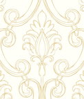 NextWall Peel & Stick Sketched Damask Metallic Gold Wallpaper