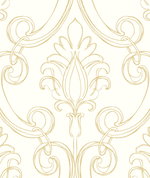 NextWall Peel & Stick Sketched Damask Metallic Gold Wallpaper