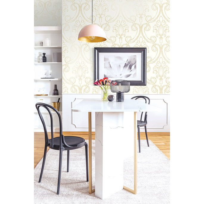 NextWall Peel &amp; Stick Sketched Damask Metallic Gold Wallpaper image 4 of 5