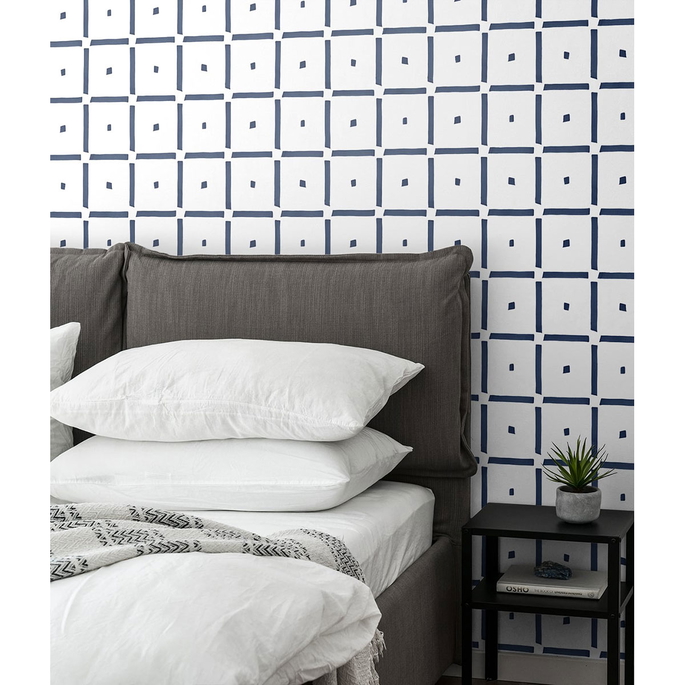 NextWall Peel &amp; Stick Check &amp; Spot Navy Blue Wallpaper image 3 of 5
