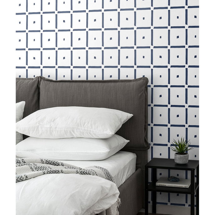 NextWall Peel &amp; Stick Check &amp; Spot Navy Blue Wallpaper image 3 of 5