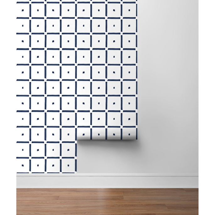 NextWall Peel &amp; Stick Check &amp; Spot Navy Blue Wallpaper image 5 of 5