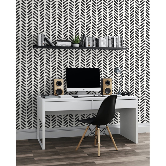 NextWall Peel &amp; Stick Mod Chevron Black Wallpaper image 2 of 5