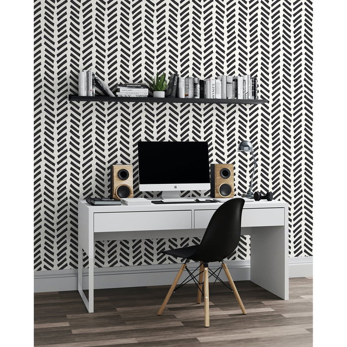 NextWall Peel &amp; Stick Mod Chevron Black Wallpaper image 2 of 5