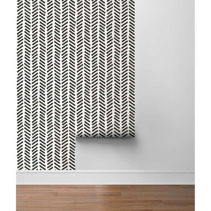 NextWall Peel &amp; Stick Mod Chevron Black Wallpaper image 5 of 5