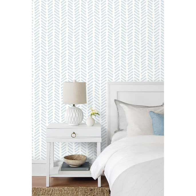 NextWall Peel &amp; Stick Mod Chevron Sky Blue Wallpaper image 2 of 5
