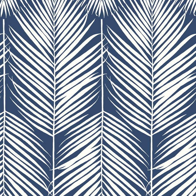 NextWall Peel &amp; Stick Palm Silhouette Coastal Blue Wallpaper image 1 of 5