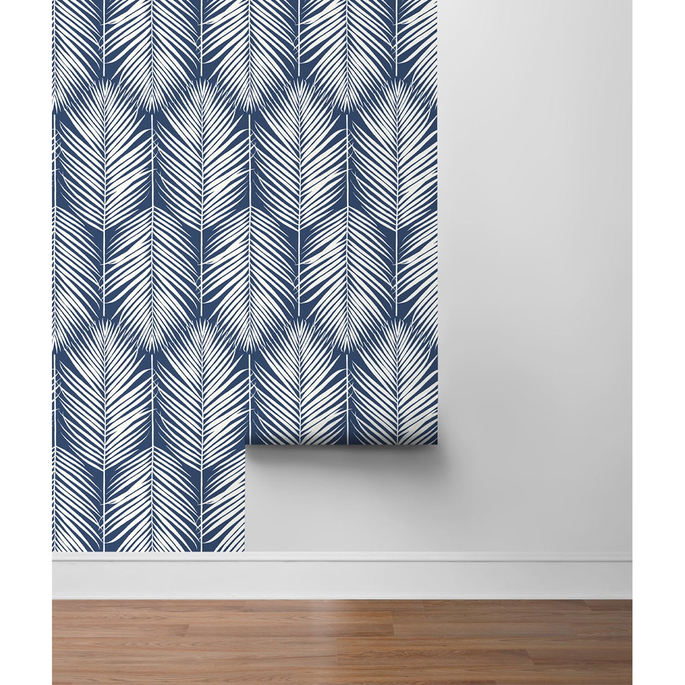 NextWall Peel &amp; Stick Palm Silhouette Coastal Blue Wallpaper image 5 of 5