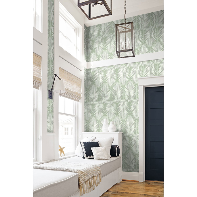NextWall Peel &amp; Stick Palm Silhouette Pastel Green Wallpaper image 2 of 5