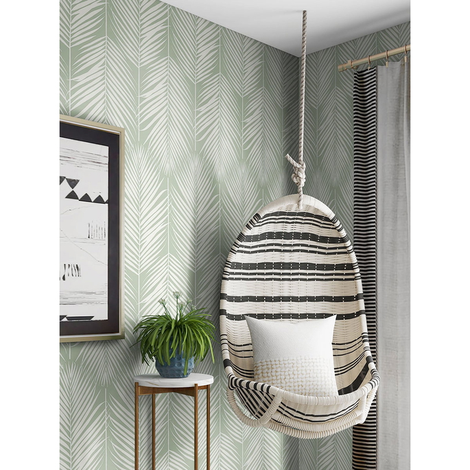 NextWall Peel &amp; Stick Palm Silhouette Pastel Green Wallpaper image 4 of 5