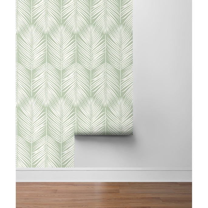 NextWall Peel &amp; Stick Palm Silhouette Pastel Green Wallpaper image 5 of 5