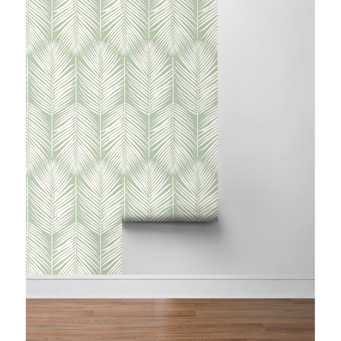 NextWall Peel &amp; Stick Palm Silhouette Pastel Green Wallpaper image 5 of 5