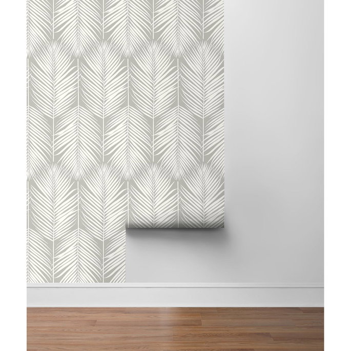 NextWall Peel &amp; Stick Palm Silhouette Harbor Gray Wallpaper image 5 of 5