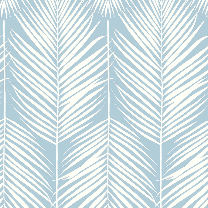 NextWall Peel &amp; Stick Palm Silhouette Hampton Blue Wallpaper image 1 of 5