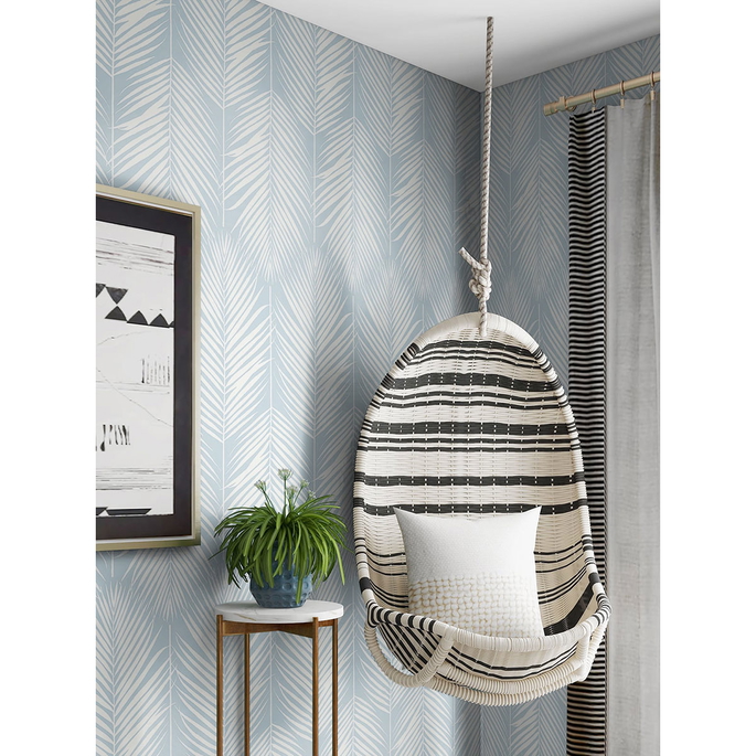 NextWall Peel &amp; Stick Palm Silhouette Hampton Blue Wallpaper image 4 of 5